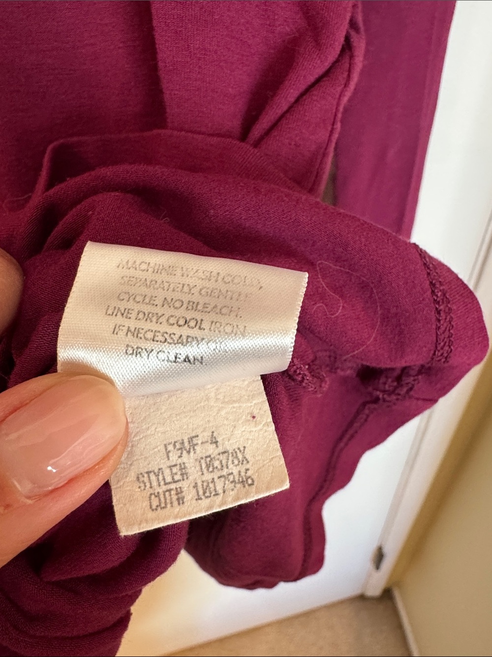 Eileen Fisher Long Sleeve Scoop Neck Top - Wine - Picture 5 of 6